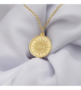 Kişiye Özel 925 Ayar Gümüş Tasarım Horus'un Gözü Kolye (Gold)