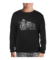 Sleeping Rhinoceros Realistic Siyah Çocuk Sweatshirt