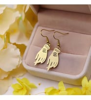 Kişiye Özel 925 Ayar Gümüş Fatma Ana Eli / Hamsa Küpe (Gold)