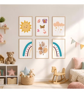 Çocuk Odası MDF Tablo Poster - Eğlenceli Bebek Odası Duvar Dekorasyonu