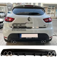 Renault Clio 4 Difüzör Arka Tampon Eki 4 Egzoz Çıkışlı Siyah Lüx Tip