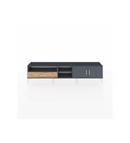 Arges TV Ünitesi 3 Raflı Tek Çekmeceli 2 Kapaklı 220x30x51 Antrasit-Antrasit/Çam