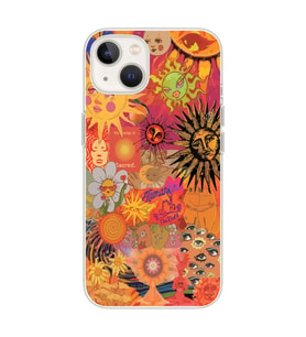 Iphone 14 Uyumlu Vintage Kolaj Desenli Şeffaf Telefon Kılıfı