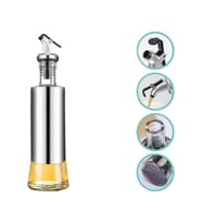 350 ml Sızdırmaz Başlıklı Cam Yağdanlık Paslanmaz Damlatmaz Kapaklı Sosluk Sirkelik Yağ Şişesi (Şeffaf)
