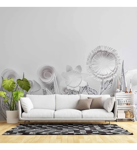 3 Boyutlu Render Beyaz Çiçek Duvar Kağıdı
