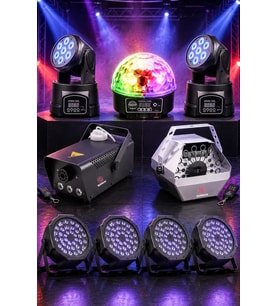 Quenlite Free Paket-4 Sahne Işık Sistemi Seti ( Top Küre Led Par Moving Head Robot Sis Balon Makinesi)