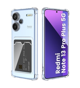 Teknomoda Redmi Note 13 PRO PLUS 5G Kılıf Kartlıklı Anti Şok Korumalı Şeffaf Silikon Şeffaf Açık
