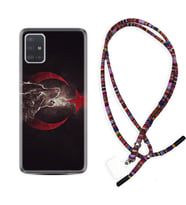 Samsung a71 A72 A73 A7 A9 2018 C7 C9 Kılıf Boyun Asklı Rasta Silikon Kurt ve Ay Yıldız 1403
