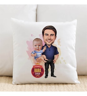 Kişiye Özel Harika Baba ve Bebeği Karikatürlü Yastık