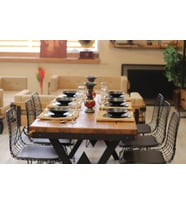 Ntconcept Açık Ceviz Renk Kalın Kenar Masif Doğal Ağaç Yemek Masası(60cm-120cm)