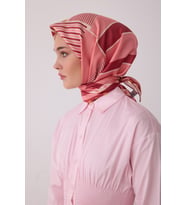 Geometrik Desen %100 Twill İpek Eşarp BE01