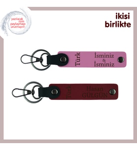 İş Arkadaşına Vefalı Bir Jest – Türk Yazısı, İsim Yazılabilir Anahtarlık Seti, Pembe-Bordo