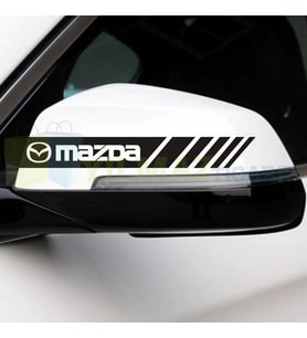 Mazda Logo Yan Dikiz Ayna Şerit Oto Sticker Etiket Yapıştırma Çıkartma 3 Çift ( 20 X 2 Cm Ölçü )