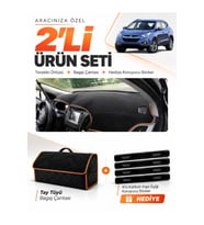 e-biz HYUNDAİ İX35 (2009-2015) Uyumlu Torpido Örtüsü + Tay Tüyü Çanta - Siyah-Kahverengi - HU006