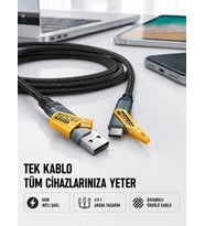 Örgülü Tasarım 4’ü 1 Arada Usb-c Lightning Hızlı Şarj Kablosu