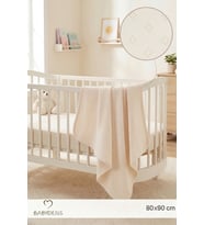 BABYDEN'S %100 Pamuk Elmas Desenli Jakarlı Bebek Battaniyesi 80x90 cm Yumuşak Nefes Alabilir Bebek Battaniyesi (Ekru)