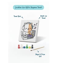 Müziksever Kedi Boyama Tuvali – Şövalesiz Boya Seti 20x20