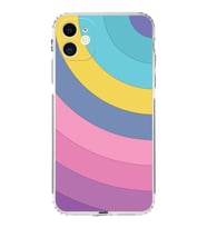 Apple iPhone 11 Uyumlu Kamera Korumalı Tıpalı Kapak Renk Cümbüşü Tasarımlı Şeffaf Kılıf