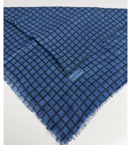 Desenli Flamalı Keten Eşarp- 06112 (Saks Mavisi)