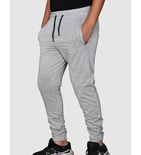ERKEK JOGGER ÇİZGİLİ LASTİK PAÇA KORDONLU EŞOFMAN (Gri)
