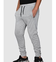 ERKEK JOGGER ÇİZGİLİ LASTİK PAÇA KORDONLU EŞOFMAN (Gri)
