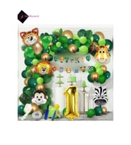 1 Yaş İYİ Kİ DOĞDUN Uzar Yazı Safari Temalı Folyo Lüks Zincir Balon Seti
