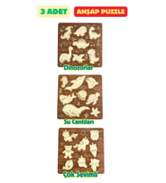 Çocuk Puzzle (Yapboz) Birinci Sınıf Ahşap 3 Parça Eğitici Öğretici Eğlenceli Set