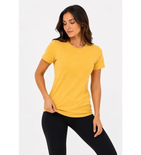 Basic Tişört Bisiklet Yaka Kısa Kol Günlük Yazlık Slim Fit T-Shirt - Sarı
