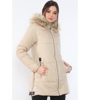 Dewberry Kadın %100 Polyester Kaban Bej Z6668 Günlük Dış Giyim, Şehir ve Ofis Stili, Kazak ve Gömlek Kombini