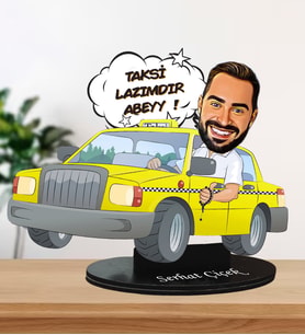 Kişiye Özel Taksici Tasarım Karikatür Biblo
