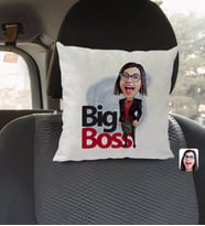 BK Gift Kişiye Özel Kadın Big Boss Karikatürlü Kare Araç Koltuk Yastığı-2