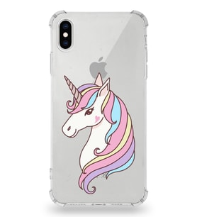 Apple iPhone X Uyumlu Köşe Korumalı Antişok  Kapak Unicorn Tasarımlı Şeffaf Silikon Kılıf