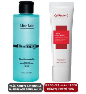 the fair. Yağlı Akneye Yatkın Cilt Salisilik Asit Tonik 200 ml ve SPF 50+/PA Laser Güneş Kremi 50 ml