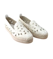 Green Mod 26y923 Kadın Nakışlı Lazerli Espadril Babet (Bej)