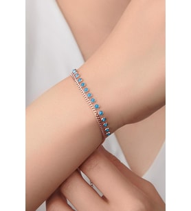 GÜMÜŞ ROSE TURKUAZ TAŞLI BİLEKLİK