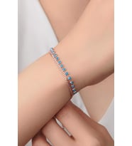 GÜMÜŞ ROSE TURKUAZ TAŞLI BİLEKLİK