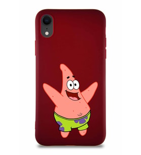 Apple iPhone XR Soft Premier Kapak Patrick Yıldız Tasarımlı Silikon Kılıf - Mürdüm (Şeffaf)