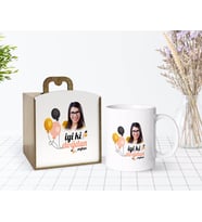 BK Gift Kişiye Özel Ahşap Kutuda Fotoğraflı Doğum Günü Tasarımlı Beyaz Kupa Bardak-11