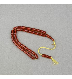 Omari Ateş Kehribar Yumuşak Kesme Kesim Oturtma İmameli Sistemli 7.5x11mm Tesbih