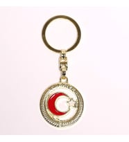 AY-YILDIZ TEMALI ÇELİK ANAHTARLIK-GOLD RENGİ -ANAH372