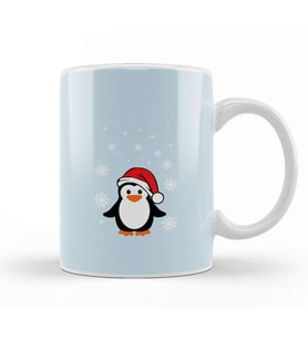 Christmas Penguin Cute Santa Hat Kupa Bardak Porselen