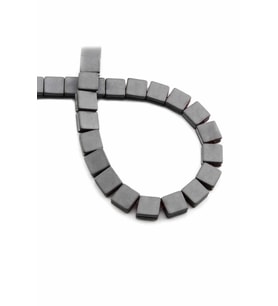 Hematit Doğal Taş Mat Gri Yassı Kare Kesim 8x8mm Dizi [AA]