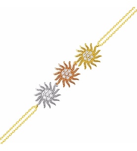Güneş Altın Zincir Bileklik 14K Gold Tricolor (Çok Renkli)