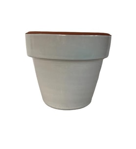 BEYAZ RENK SIRLI EL YAPIMI TOPRAK SAKSI MİNİ BOY (9*9 CM)