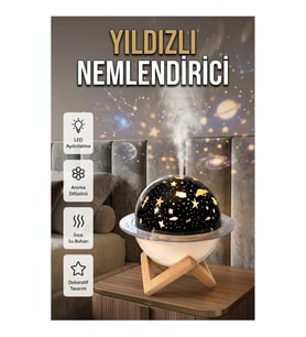 Yıldız Tasarımlı LED Hava Nemlendirici ve Gece Lambası – Renk Değiştiren Işıklı