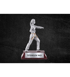 Kişiselleştirilebilir Karateci Kadın Figürlü Kupa (Silver)