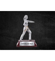 Kişiselleştirilebilir Karateci Kadın Figürlü Kupa (Silver)