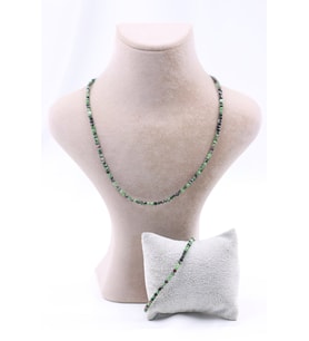 Anyolit Ruby In Zoisite Taşı Doğal Taş Kolye Bileklik Seti Fasetli Kesim 3-4 mm