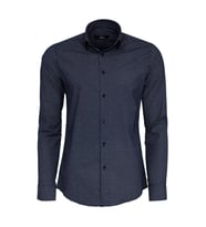 Mini Kare Desenli Slim Fit Mavi Erkek Gömlek - Wessi (Lacivert)