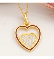 925 Ayar Gümüş Gold Kalp Kadın Kolye (Karışık)